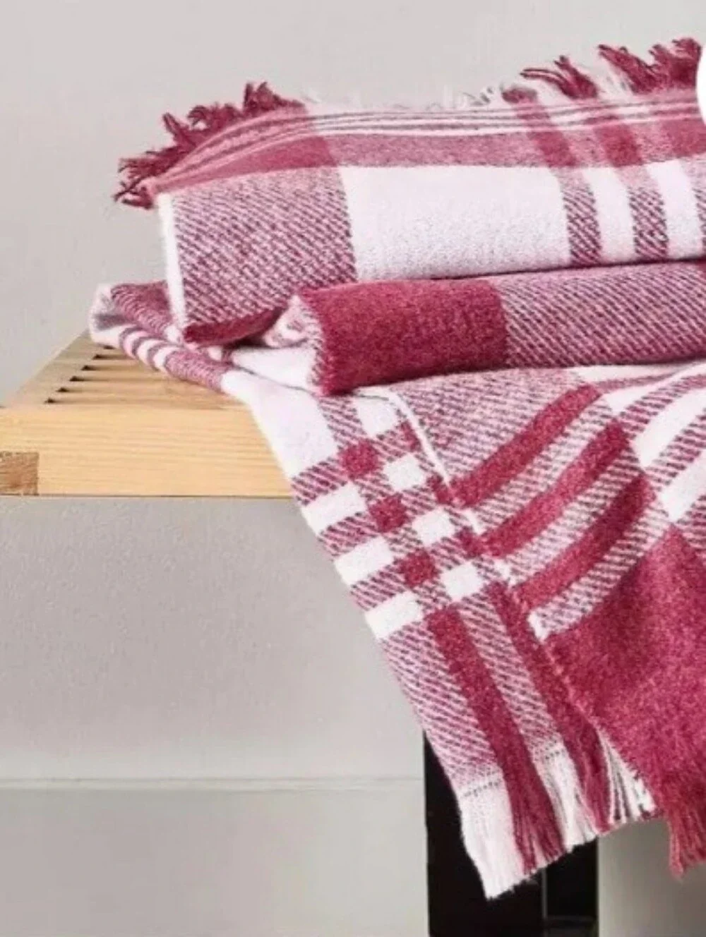 New Arch Studio Plaid Fringe Throw Blanket